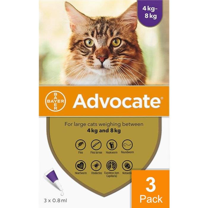 Advantage Multi (Advocate) for Medium Cats Over 8.8 lbs (4 kg) - Purple