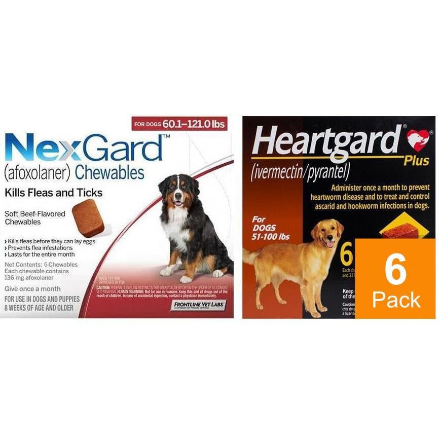 NexGard & Heartgard (Brown) Combo Dogs 60-121 lbs (25-50 kg) - 6 pack