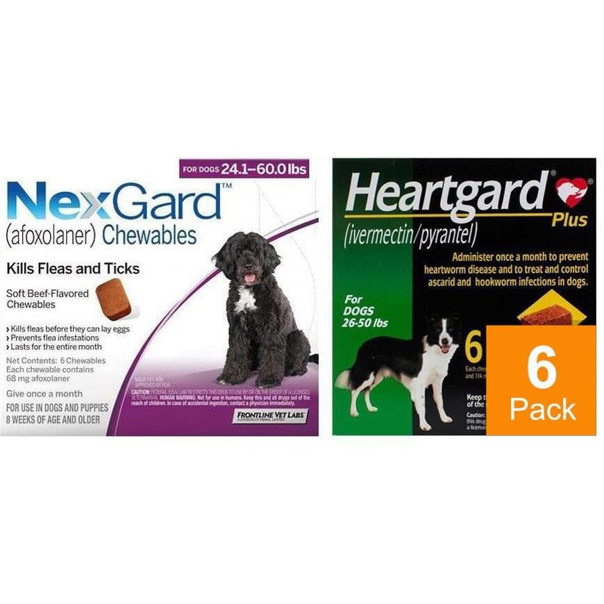 NexGard & Heartgard (Green) Combo Dogs 24-60 lbs (10-25kg) - 6 pack