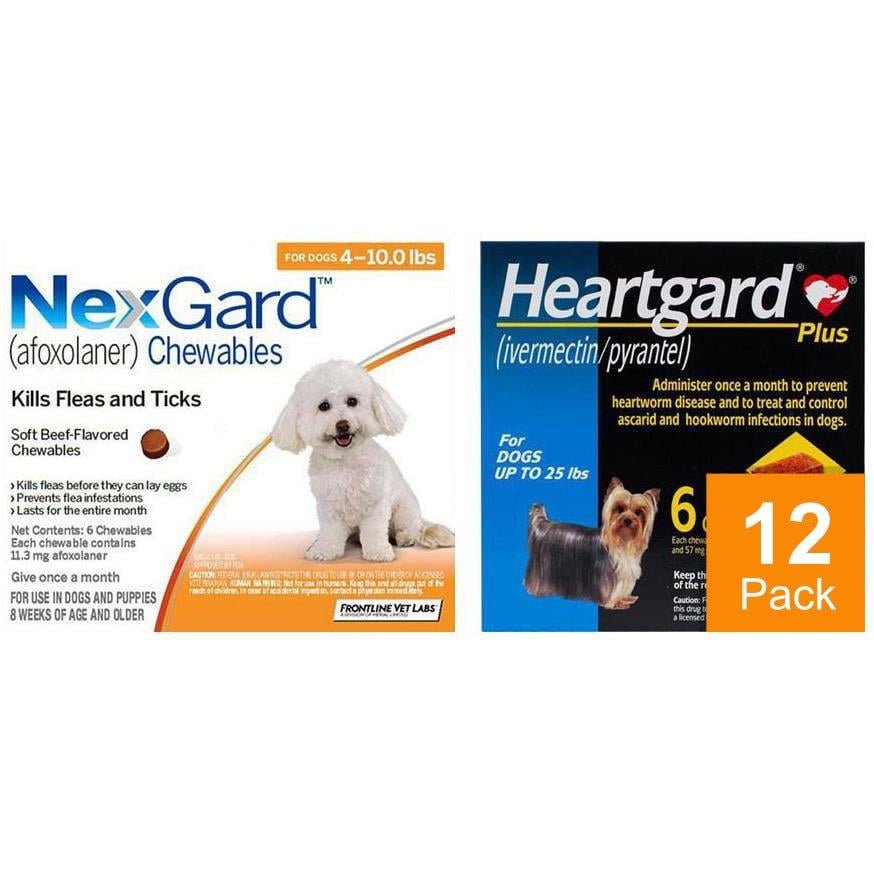 NexGard (Orange) & Heartgard (Blue) Combo Dogs 10-24 lbs (4-10 kg) - 12 pack