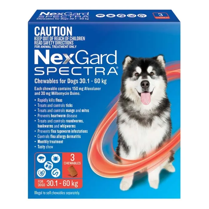 Nexgard Spectra for Extra-Large Dogs - Red Pack </br> <strong> (66 - 130 lbs) (30 - 60 kg)</strong>