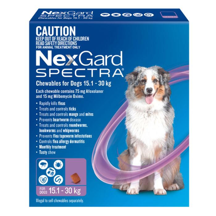 Nexgard Spectra For Large Dogs - Purple Pack </br> <strong>(33 - 66 lbs) (15 - 30 kg) </strong>
