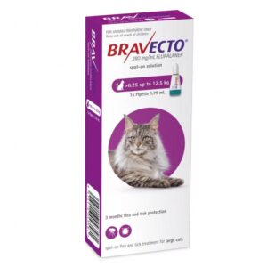 Bravecto Topical for Cats 14-28 lbs (6.25-12.5 kg) - 1/2 Pack, 12-Week Flea & Tick Prevention