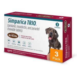 Simparica Trio for Dogs 88.1-132 lbs (40-60 kg) (Brown)