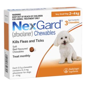 Nexgard Chewables for Small Dogs - Orange Pack 4-10 lbs (2-4kg)